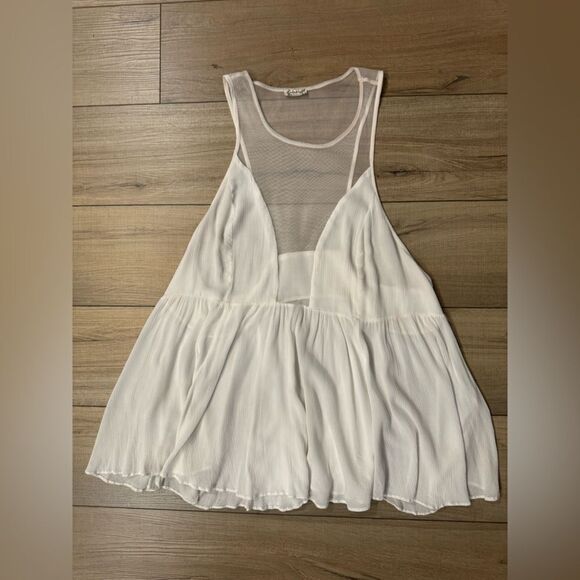 Free People intimately Ivory Marble Cami Tank Top L large women’s mesh boho - Picture 16 of 16